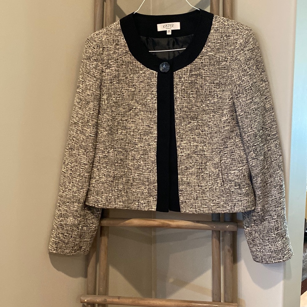 KASPER single button blazer white black size 16